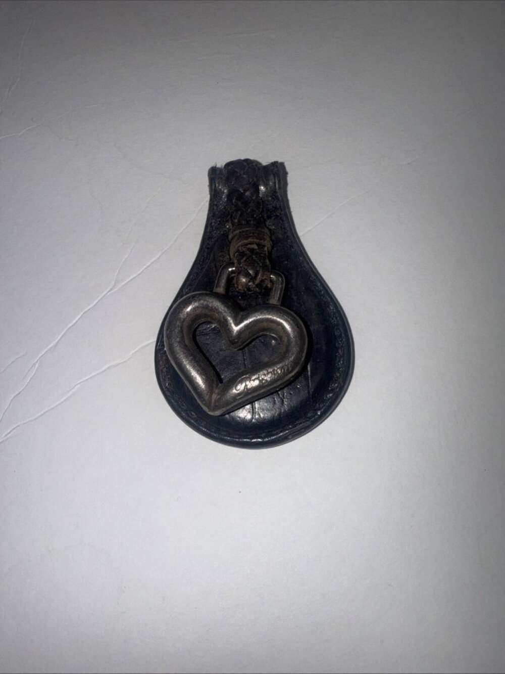 Heart Key ring -One World - BRIGHTON w/Black Mock Croc & Braided Leather